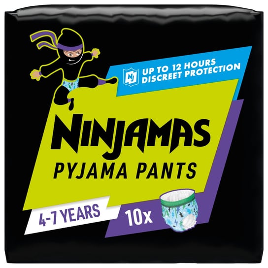 Pampers Ninjamas Chłopiec Pieluchomajtki, 10 par pieluchomajtek 7 lat Ninjamas