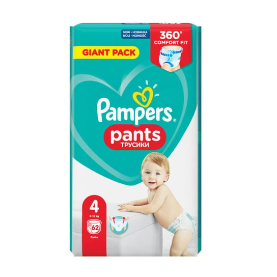 Pampers, Pants, Baby Dry, Pieluchomajki, rozmiar 4, Maxi, 9-15 kg, 62 szt. Pampers