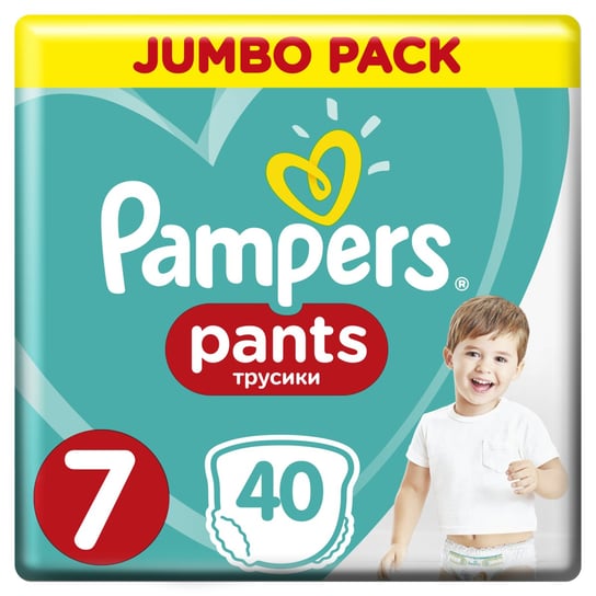 Pampers, Pants, Jumbo Pack, Pieluchy jednorazowe, rozmiar 7, XXL Large, 17+ kg, 40 szt. Pampers