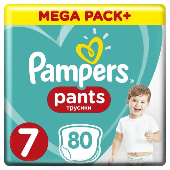 Pampers, Pants, Mega Pack, Pieluchomajtki, rozmiar 7, XXL Large, 17+ kg, 80 szt. Pampers