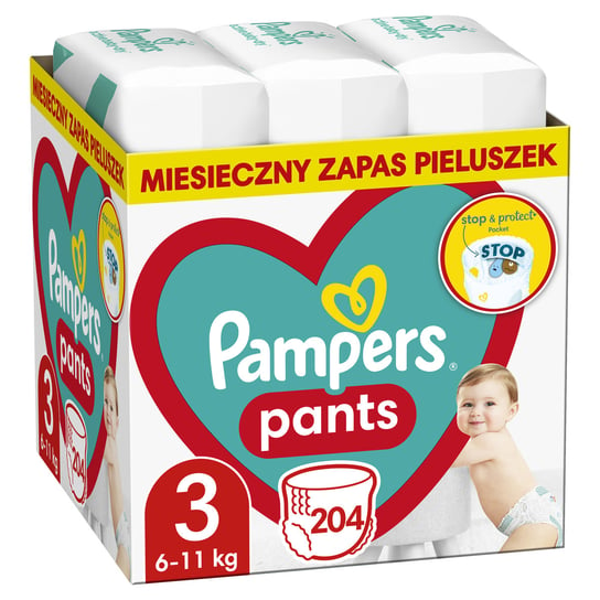 Pampers Pants Pieluchomajtki, rozmiar 3, 204 sztuki, 6kg-11kg Pampers