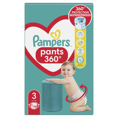 Pampers, Pants, Pieluchomajtki, rozmiar 3, 6-11 kg, 128 szt. Pampers