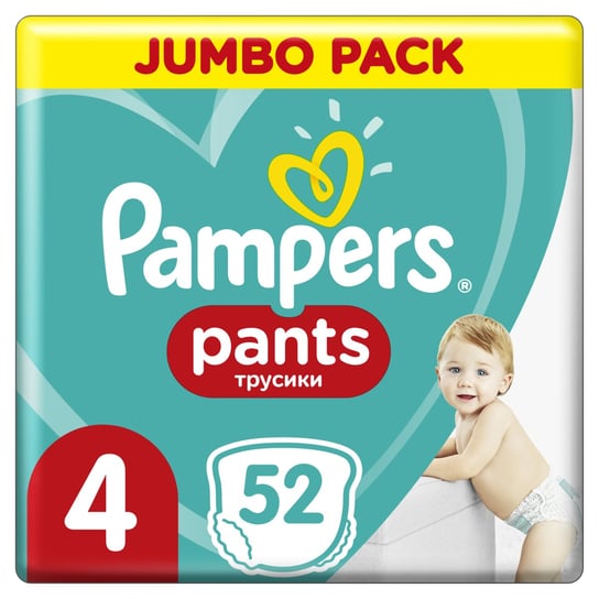 Pampers, Pants, Pieluchomajtki, rozmiar 4, 9-15 kg, Maxi, Jumbo Pack, 52 szt. Pampers