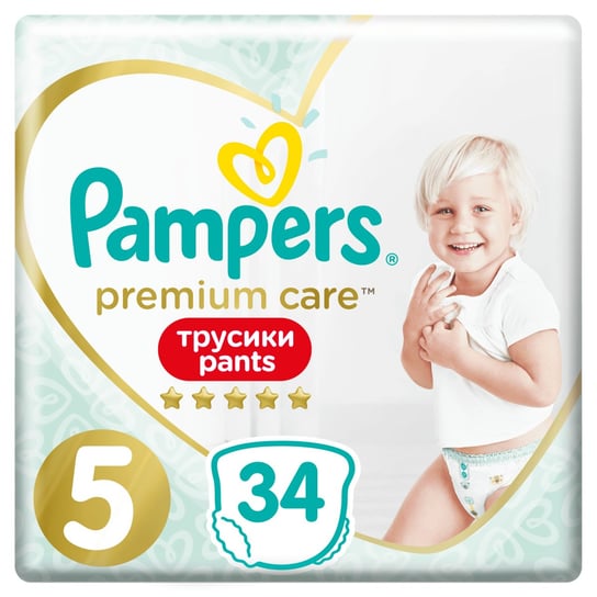 Pampers, Premium Care, Pants, Pieluchomajtki, rozmiar 5, Junior, 12-17 kg, 34 szt. Pampers