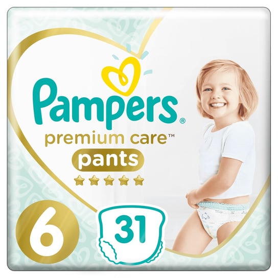 Pampers, Premium Care, Pants, Pieluchomajtki, rozmiar 6, Extra Large, 15+ kg, 31 szt. Pampers