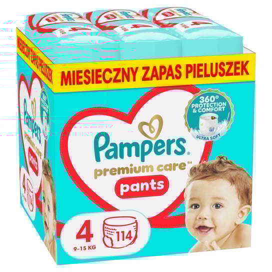 Pampers Premium Care Pieluchomajtki, rozmiar 4, 114 pieluszek, 9kg-15kg Pampers