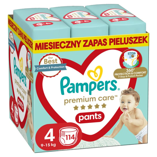 Pampers Premium Care Pieluchomajtki, rozmiar 4, 114 sztuk, 9kg-15kg Pampers