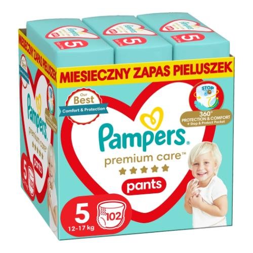 Pampers Premium Care Pieluchomajtki, rozmiar 5, 102 sztuk, 12kg-17kg Pampers