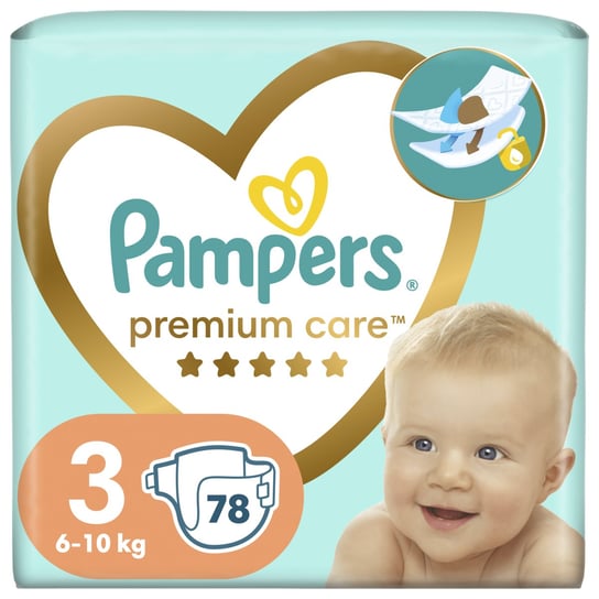 Pampers Premium Care, pieluchy jednorazowe, rozmiar 3, 78 sztuk, 6kg - 10kg Pampers