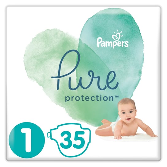 Pampers, Pure Protection, Pieluchy jednorazowe, rozmiar 1, 2-5 kg, 35 szt. Pampers