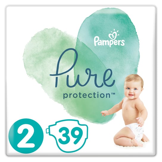 Pampers, Pure Protection, Pieluchy jednorazowe, rozmiar 2, 4-8 kg, 39 szt. Pampers