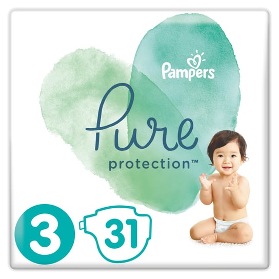 Pampers, Pure Protection, Pieluchy jednorazowe, rozmiar 3, 6-10 kg, 31 szt. Pampers