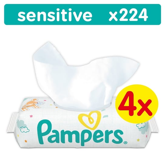 Pampers, Sensitive, Chusteczki, 4x56 szt. Pampers