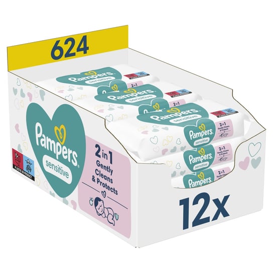 Pampers Sensitive Chusteczki nawilżane, 12x52szt. Pampers