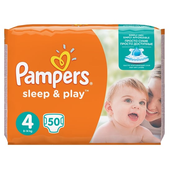 Pampers, Sleep&Play, Pieluchy jednorazowe, rozmiar 4, Maxi, 50 szt. Pampers