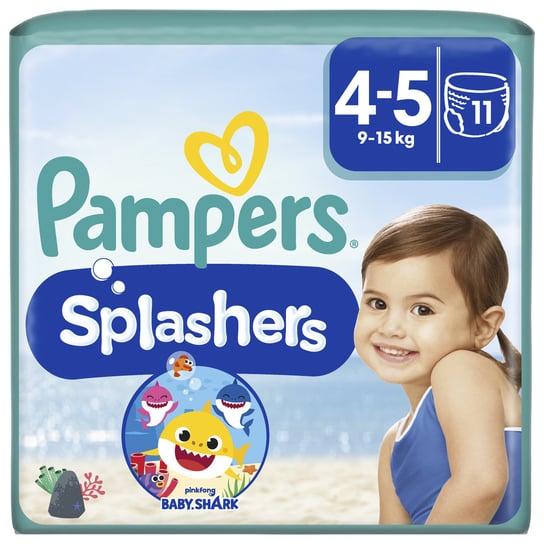Pampers, Splashers, Pieluszki jednorazowe do pływania, rozmiar 4-5, 9-15 kg, 11 szt. Pampers