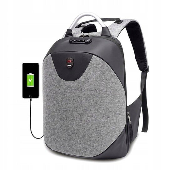 Pan i Pani Gadżet, Plecak z antykradzieżowym portem USB, szary, 25L Pan i Pani Gadżet