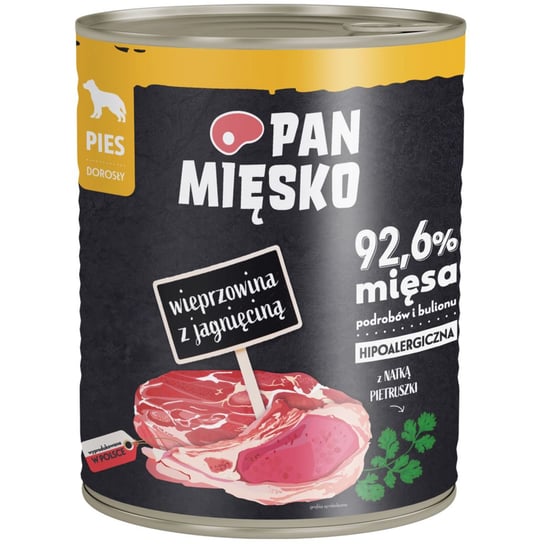 Pan Mięsko karma mokra psa wieprzowina z jagnięciną 800g PAN MIĘSKO