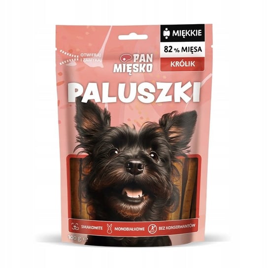 Pan mięsko Smaczne Miękkie Mięsne Przysmaki dla psa PALUSZKI KRÓLIK 100g PAN MIĘSKO