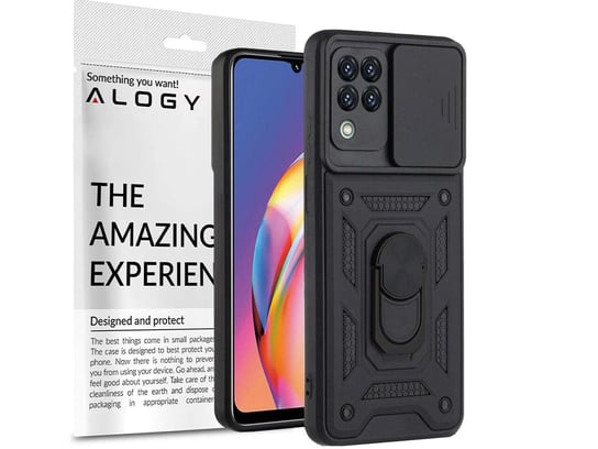 Pancerne etui z osłoną aparatu Alogy Stand Ring Armor do Galaxy A22 4G czarne Samsung Electronics