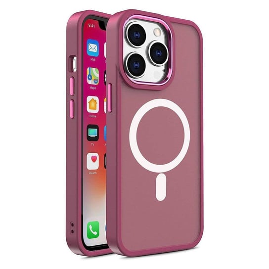 Pancerne magnetyczne etui iPhone 14 MagSafe Color Matte Case - burgundowe Hurtel