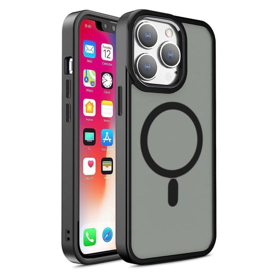 Pancerne magnetyczne etui iPhone 14 Pro MagSafe Color Matte Case - czarne Hurtel