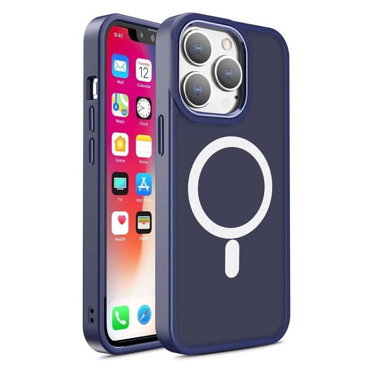 Pancerne magnetyczne etui iPhone 14 Pro Max MagSafe Color Matte Case - niebieskie Hurtel