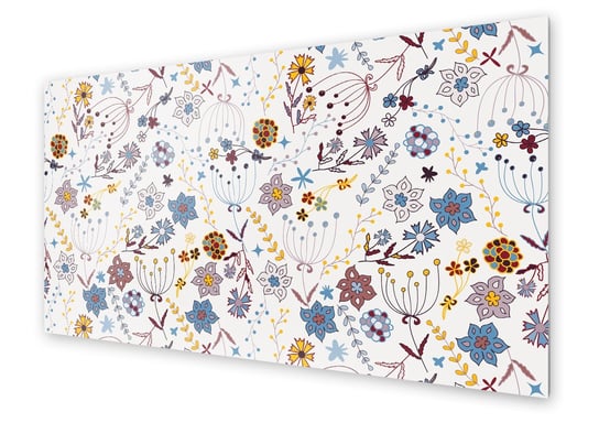 Panel kuchenny HOMEPRINT Bajkowe kwiaty na białym tle 100x50 cm HOMEPRINT