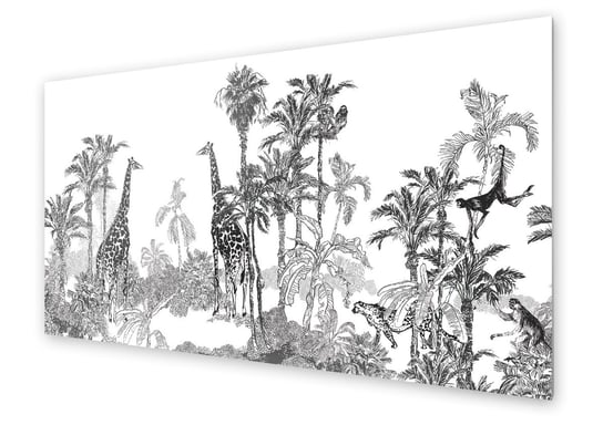 Panel kuchenny HOMEPRINT Biało czarny wzór dżungli 120x60 cm HOMEPRINT