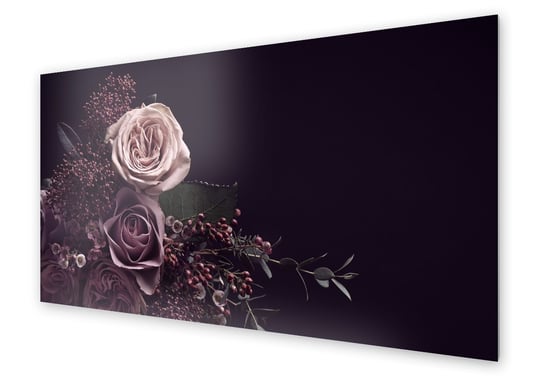 Panel kuchenny HOMEPRINT Bukiet róż na czarnym tle 125x50 cm HOMEPRINT