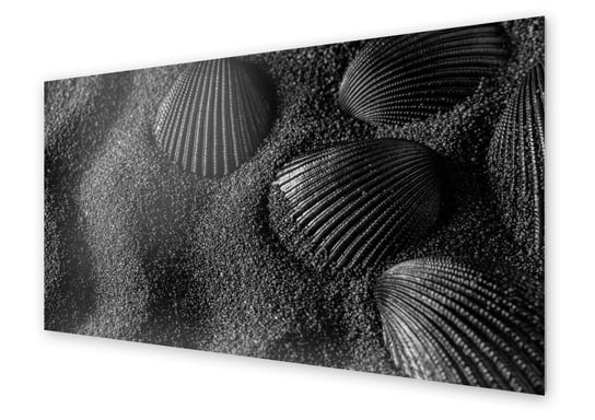 Panel kuchenny HOMEPRINT Czarne muszle na czarnym piasku 125x50 cm HOMEPRINT