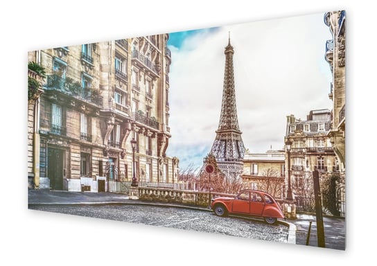Panel kuchenny HOMEPRINT Czerwony samochód w Paryż 100x50 cm HOMEPRINT