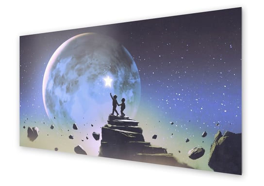 Panel kuchenny HOMEPRINT Dzieci na tle księżyca 120x60 cm HOMEPRINT