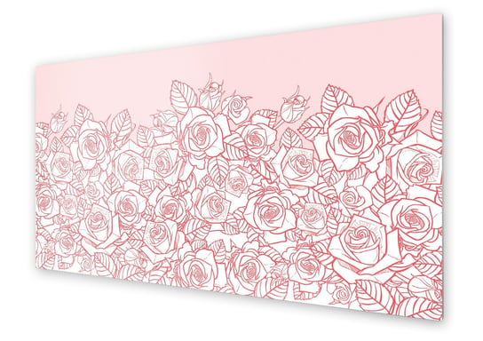 Panel kuchenny HOMEPRINT Grafika róż na różowym tle 125x50 cm HOMEPRINT