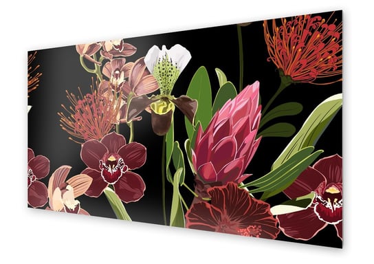 Panel kuchenny HOMEPRINT Ilustracja, bordowe kwiaty 140x70 cm HOMEPRINT