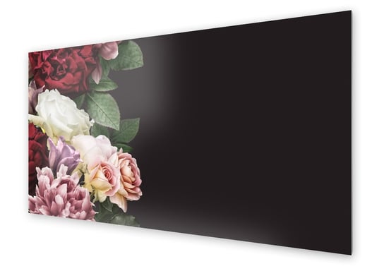 Panel kuchenny HOMEPRINT Kolaż z róż na czarnym tle 125x50 cm HOMEPRINT