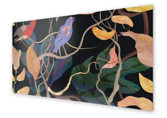 Panel kuchenny HOMEPRINT Leśny wzór z ptakami 125x50 cm HOMEPRINT