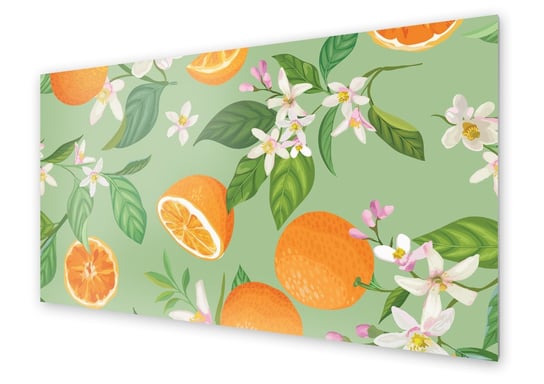 Panel kuchenny HOMEPRINT Pomarańcze na zielonym tle 140x70 cm HOMEPRINT