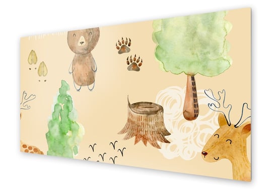 Panel kuchenny HOMEPRINT Śladami zwierząt leśnych 100x50 cm HOMEPRINT