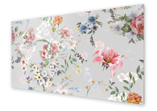 Panel kuchenny HOMEPRINT Wzór kwiatowy na szarym tle 100x50 cm HOMEPRINT