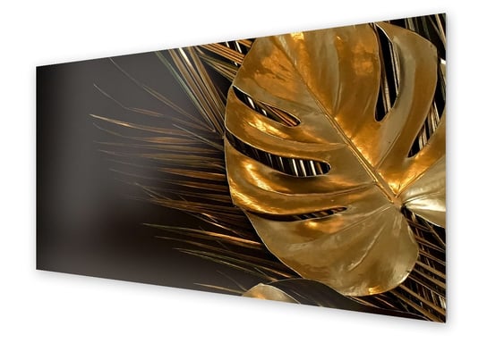 Panel kuchenny HOMEPRINT Złoty liść monstery 100x50 cm HOMEPRINT