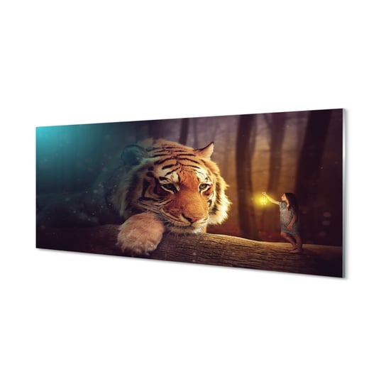 Panel między szafki Tygrys las człowiek 125x50 cm Tulup