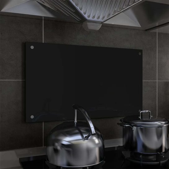 Panel ochronny do kuchni, szkło hartowane, czarny, 70x40 cm vidaXL
