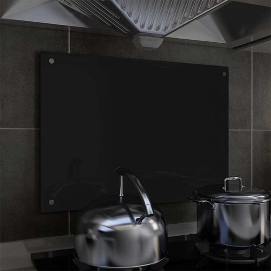 Panel ochronny do kuchni, szkło hartowane, czarny, 70x50 cm vidaXL