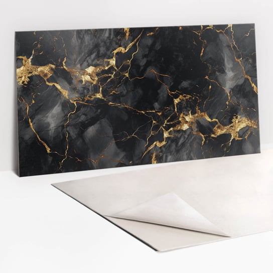 Panel Ozdobny Na Ścianę 100x50 cm - Kamień marmur i złoto Tulup