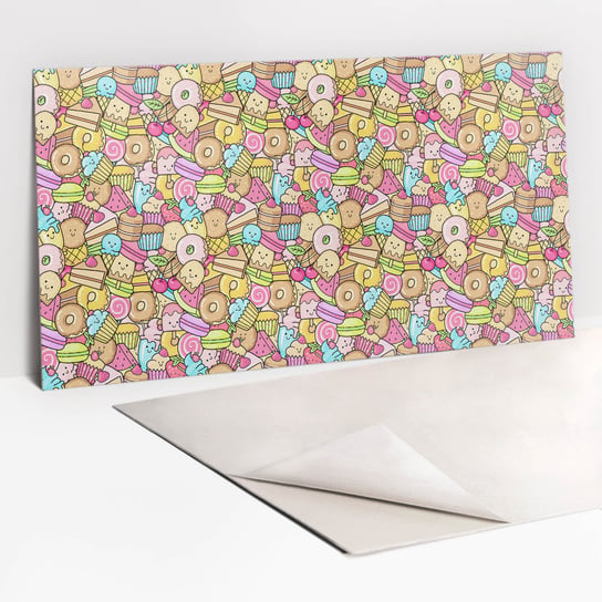 Panel Ścienny Do Kuchni 100x50 cm - Kolorowe rysunkowe słodycze Tulup