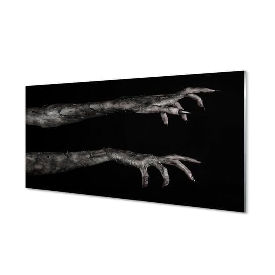 Panel szklany + klej Czarne tło brudne ręce 120x60 Tulup