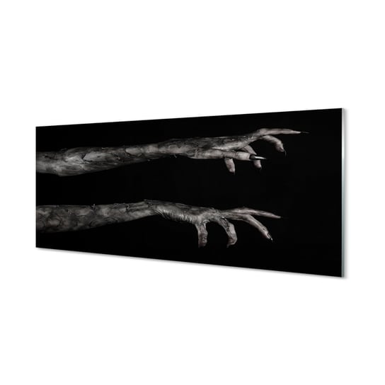 Panel szklany + klej Czarne tło brudne ręce 125x50 cm Tulup