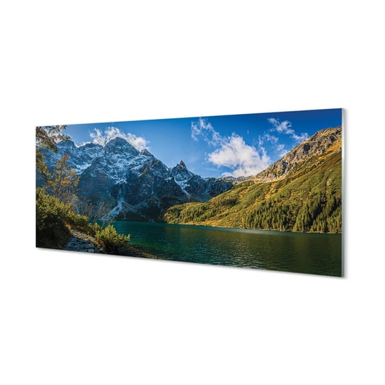 Panel szklany klej Góry jezioro 125x50 cm Tulup