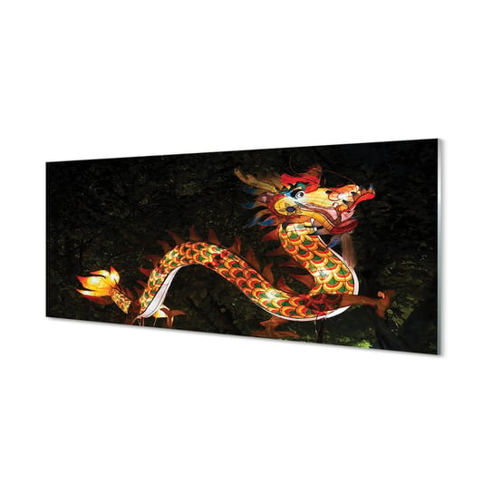 Panel szklany + klej Japoński smok świecący 125x50 cm Tulup
